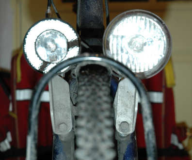 View of the dual headlights